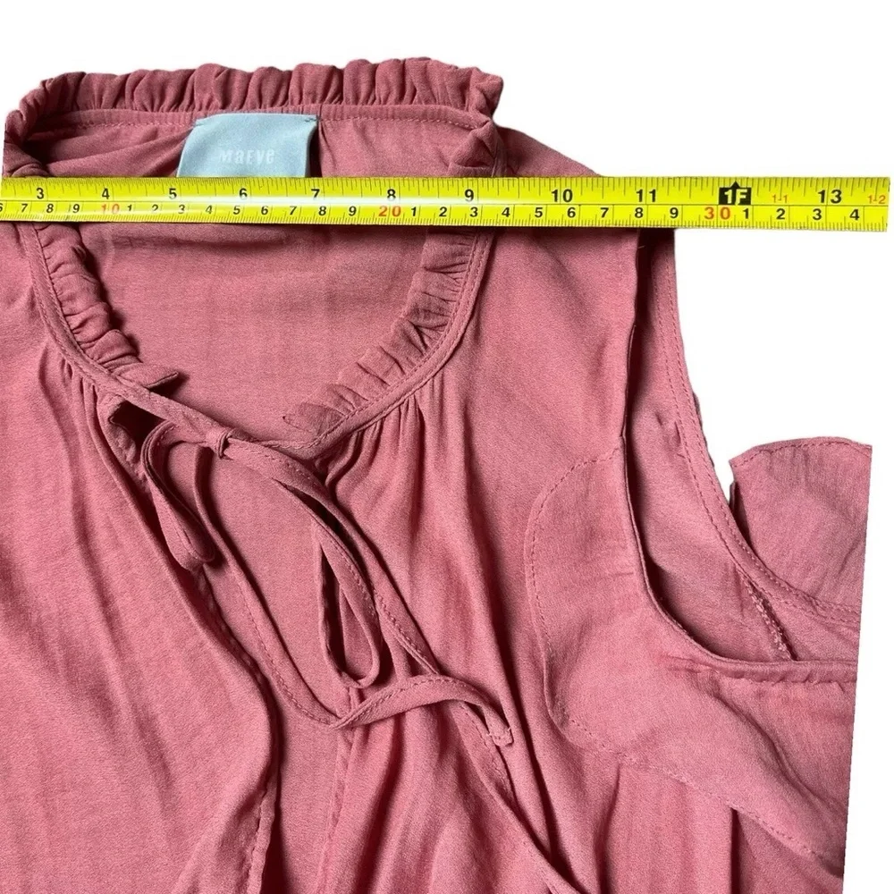 MAEVE Blouse Women XS Coral Cold Shoulder Wrap Front Liesel ANTHROPOLOGIE Top - Picture 10 of 12